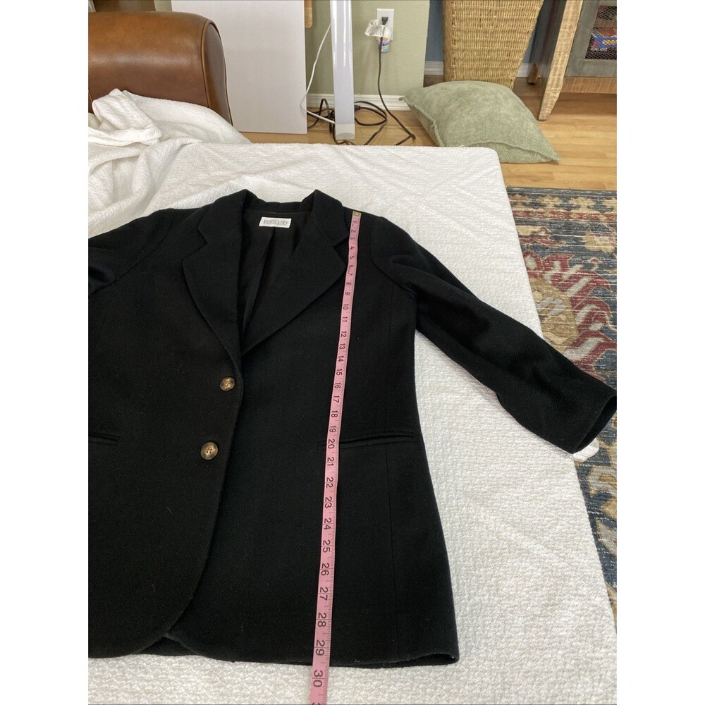 LANDS' END Black Wool Blazer Jacket Coat VTG Minimalist Dark Academia Women’s 12 - Picture 5 of 8